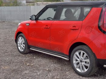 17 999 р. Защита порогов из круглой трубы диаметром 42 мм SLITKOFF v3 KIA Soul PS дорестайлинг (2014-2016)  с доставкой в г. Горно‑Алтайск. Увеличить фотографию 3