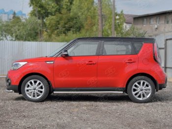 20 849 р. Защита порогов из круглой трубы диаметром 63 мм SLITKOFF v2 KIA Soul PS дорестайлинг (2014-2016)  с доставкой в г. Горно‑Алтайск. Увеличить фотографию 2