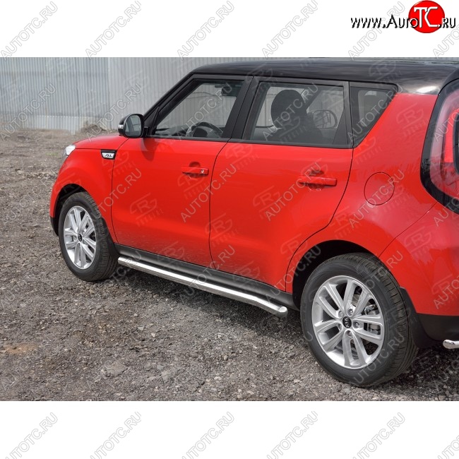 21 999 р. Защита порогов из круглой трубы диаметром 63 мм SLITKOFF v3 KIA Soul PS дорестайлинг (2014-2016)  с доставкой в г. Горно‑Алтайск