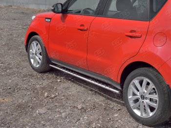 21 749 р. Защита порогов из овальной трубы d75x42 мм с проступью Russtal KIA Soul PS дорестайлинг (2014-2016)  с доставкой в г. Горно‑Алтайск. Увеличить фотографию 2