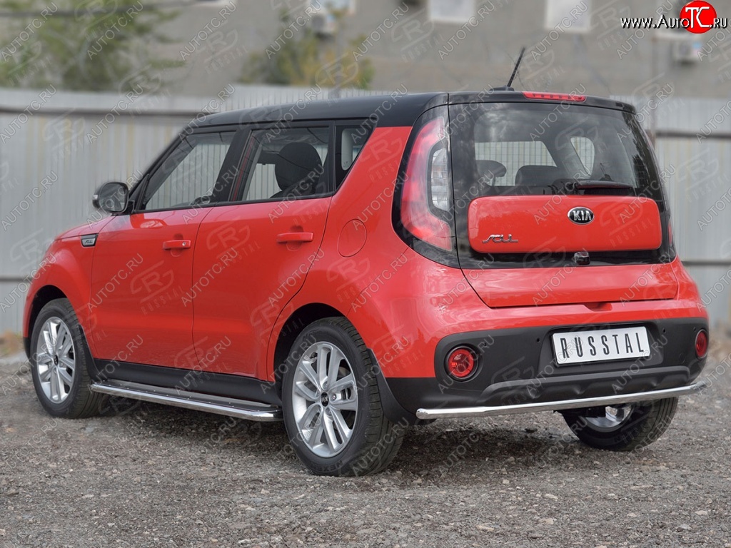 14 499 р. Одинарная защита заднего бампера диаметром 42 SLITKOFF KIA Soul PS дорестайлинг (2014-2016)  с доставкой в г. Горно‑Алтайск