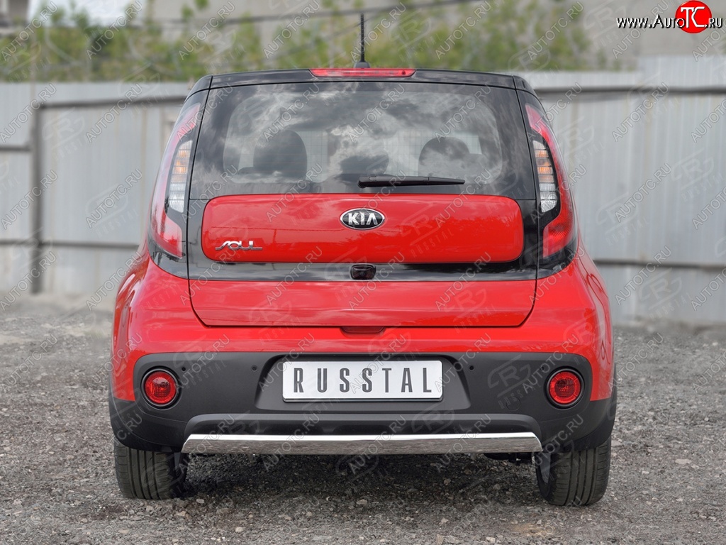 10 349 р. Защита заднего бампера (Ø75x42 мм, нержавейка) Russtal  KIA Soul  PS (2014-2016) дорестайлинг  с доставкой в г. Горно‑Алтайск