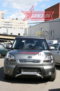 10 574 р. Защита переднего бампера Souz-96 (d42) KIA Soul AM дорестайлинг (2008-2011)  с доставкой в г. Горно‑Алтайск. Увеличить фотографию 2