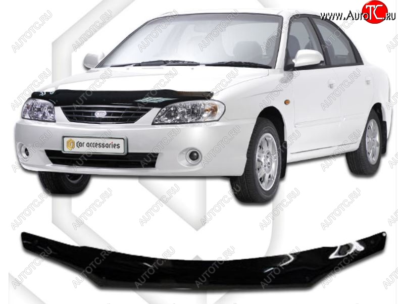 1 999 р. Дефлектор капота CA-Plastic KIA Spectra (2000-2009) (Classic черный, Без надписи)  с доставкой в г. Горно‑Алтайск