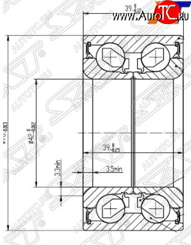 1 139 р. Подшипник передней ступицы SAT (4WD, 42-76-39)  Hyundai IX35 ( LM,  NU) (2009-2025), KIA Sportage ( 1 JA,  2 JE,KM,  3 SL,  4 QL,  5 NQ5) (1993-2025)  с доставкой в г. Горно‑Алтайск