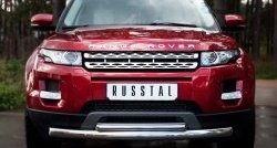 Защита переднего бампера (2 трубыØ76 и 42 мм, нержавейка, Prestige u Pure) SLITKOFF Land Rover Range Rover Evoque 1 L538 дорестайлинг 5 дв. (2011-2015)