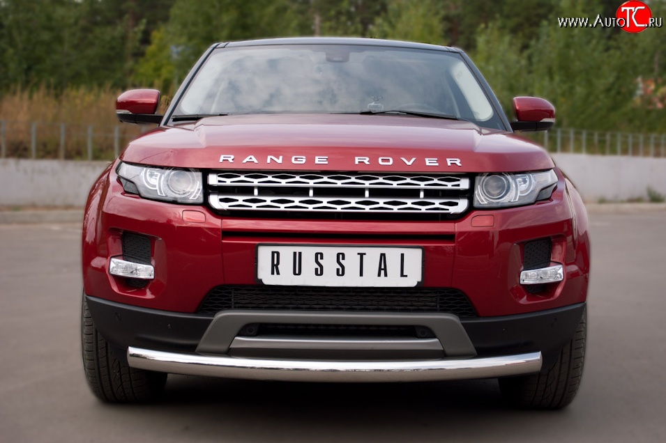 17 749 р. Одинарная защита переднего бампера диаметром 76 мм (Prestige u Pure) SLITKOFF Land Rover Range Rover Evoque 1 L538 дорестайлинг 5 дв. (2011-2015)  с доставкой в г. Горно‑Алтайск