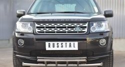 20 699 р. Защита переднего бампера (2 трубыØ63 и 42 мм, нержавейка) SLITKOFF Land Rover Freelander L359 дорестайлинг (2006-2010)  с доставкой в г. Горно‑Алтайск. Увеличить фотографию 2