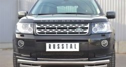 Защита переднего бампера (Ø63 мм с углами, нержавейка) SLITKOFF Land Rover Freelander L359 дорестайлинг (2006-2010)