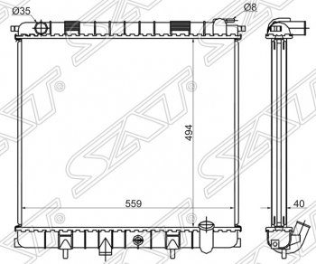 Радиатор двигателя SAT (пластинчатый, 4.0/4.6, МКПП/АКПП) Land Rover (Ленд) Range Rover (Ренж)  2 P38A (1994-2002) 2 P38A