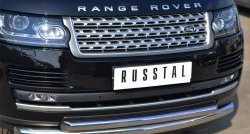 Защита переднего бампера (2 трубыØ76 и 63 мм, нержавейка) SLITKOFF Land Rover Range Rover 4 L405 дорестайлинг (2012-2017)