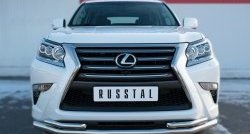 Защита переднего бампера (2 трубыØ63 и 42 мм, нержавейка) SLITKOFF Lexus (Лексус) GX460 (джи)  J150 (2013-2022) J150 1-ый рестайлинг, 2-ой рестайлинг