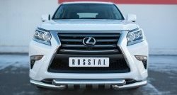 Защита переднего бампера (2 трубы Ø76 мм с зубами, нержавейка) SLITKOFF Lexus (Лексус) GX460 (джи)  J150 (2013-2022) J150 1-ый рестайлинг, 2-ой рестайлинг