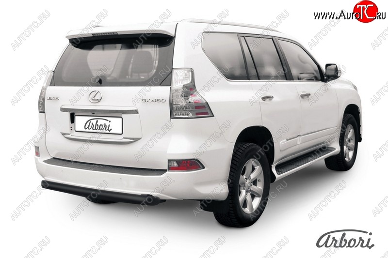 12 059 р. Защита заднего бампера Arbori (короткая, черная, 1 труба d76 mm). Lexus GX460 J150 1-ый рестайлинг (2013-2019)  с доставкой в г. Горно‑Алтайск