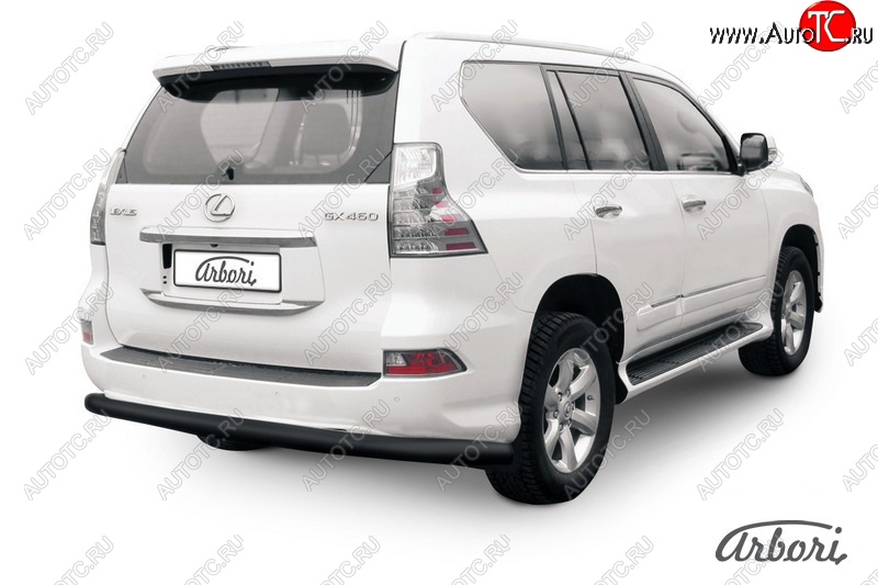 8 459 р. Защита заднего бампера Arbori (черная, 1 труба d76 mm). Lexus GX460 J150 1-ый рестайлинг (2013-2019)  с доставкой в г. Горно‑Алтайск