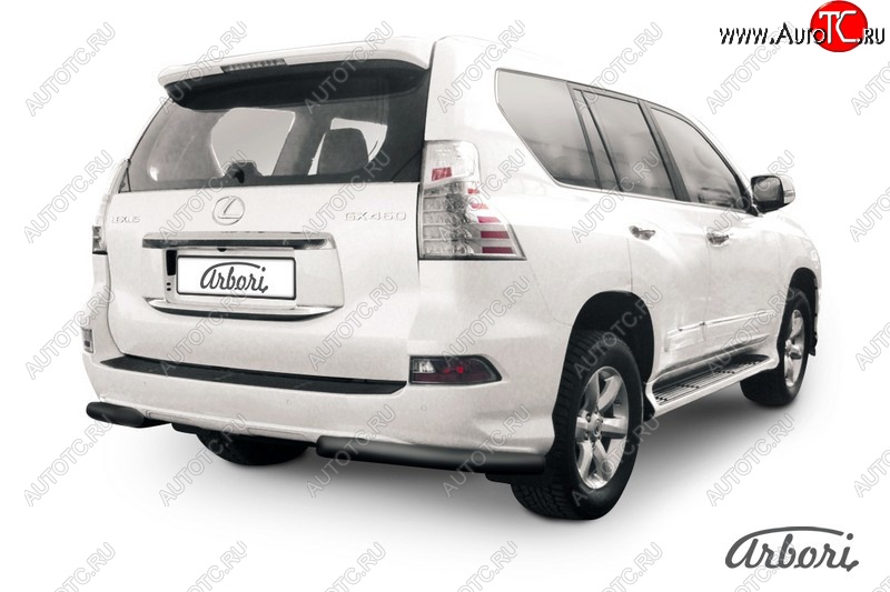 9 449 р. Защита заднего бампера Arbori (черная, 1 труба d76 mm). Lexus GX460 J150 1-ый рестайлинг (2013-2019)  с доставкой в г. Горно‑Алтайск