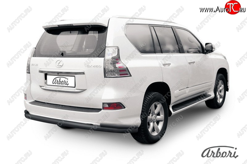 13 499 р. Защита заднего бампера Arbori (черная, 2 трубы d76 и 42 mm). Lexus GX460 J150 1-ый рестайлинг (2013-2019)  с доставкой в г. Горно‑Алтайск