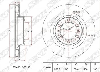 Диск тормозной SAT (передний, d 338) Toyota Land Cruiser Prado J150 1-ый рестайлинг (2013-2017)