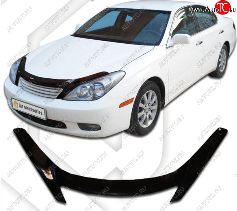 2 199 р. Дефлектор капота CA-Plastiс exclusive Lexus ES300 XV30 дорестайлинг (2001-2003) (Classic черный, Без надписи)  с доставкой в г. Горно‑Алтайск