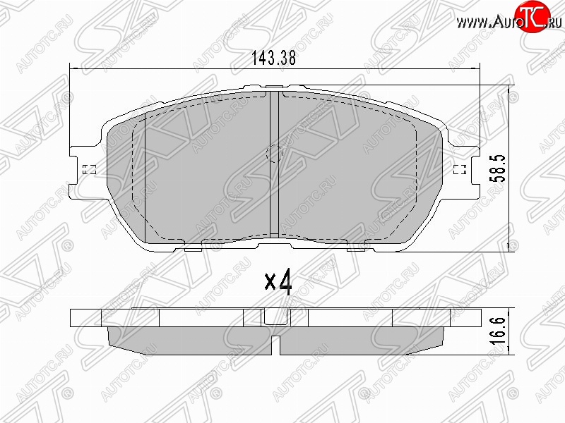 1 249 р. Комплект тормозных колодок SAT (передние, 143,38*58.5*16.6 мм)  Toyota Alphard  H10 - Sienna  XL20  с доставкой в г. Горно‑Алтайск