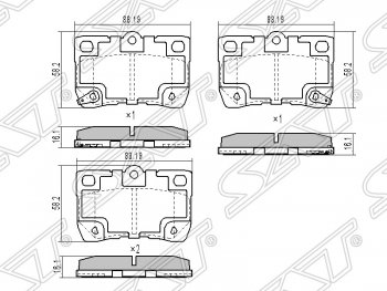 Колодки тормозные SAT (задние) Lexus (Лексус) GS300 (ГС)  S190 (2007-2012), Toyota (Тойота) Crown (Кроун)  S180 (2003-2005),  Mark X (Марк)  X120 (2004-2009)