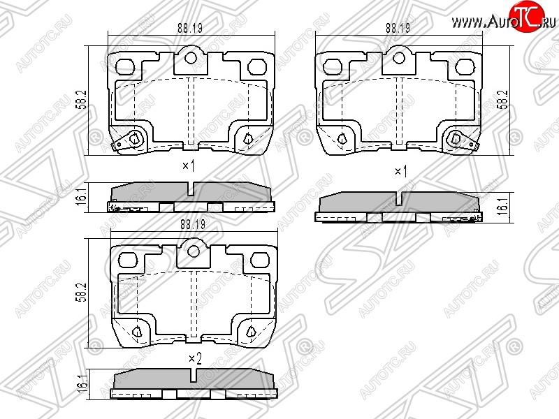 949 р. Колодки тормозные SAT (задние)  Lexus GS300  S190 (2007-2012), Toyota Crown  S180 (2003-2005), Toyota Mark X  X120 (2004-2009)  с доставкой в г. Горно‑Алтайск