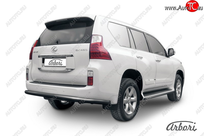 11 789 р. Защита заднего бампера Arbori (черная, 1 труба d76 mm). Lexus GX460 J150 дорестайлинг (2009-2013)  с доставкой в г. Горно‑Алтайск