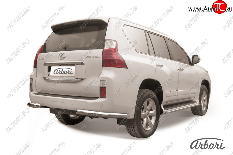 17 369 р. Защита заднего бампера Arbori (уголки, нержавейка, 1 труба d76 mm). Lexus GX460 J150 дорестайлинг (2009-2013)  с доставкой в г. Горно‑Алтайск