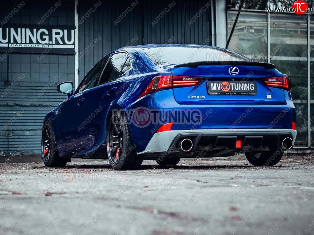 16 499 р. Диффузор заднего бампера MV tuning (со стоп сигналом и килями)  Lexus IS250  XE30 седан (2013-2016) дорестайлинг (Неокрашенный)  с доставкой в г. Горно‑Алтайск
