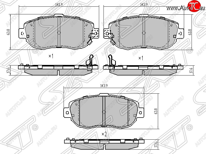 1 539 р. Колодки тормозные SAT (передние)  Lexus IS200 ( XE10 седан,  XE10) (1998-2005), Lexus IS300  XE10 седан (1998-2005), Lexus SC430  Z40 (2001-2006), Toyota Altezza (1998-2005), Toyota Aristo  S160 (1997-2001), Toyota Mark 2  X100 (1996-2000), Toyota Soarer  3 (1991-2001), Toyota Verossa (2001-2004)  с доставкой в г. Горно‑Алтайск