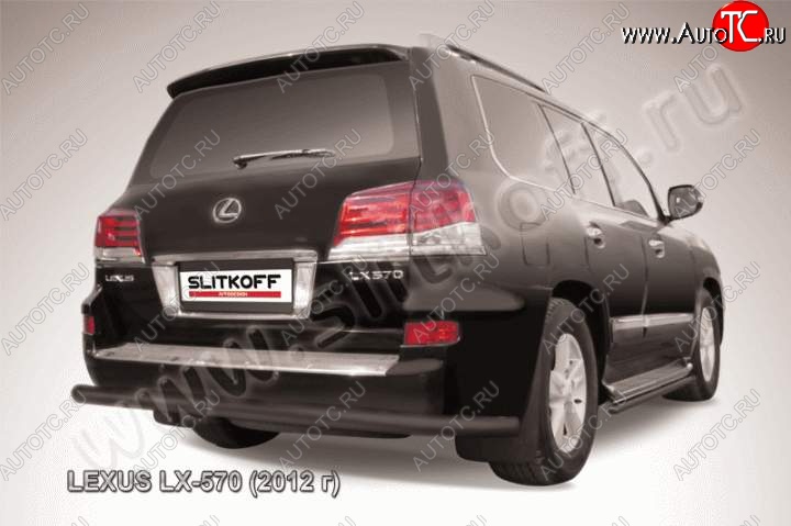 6 499 р. Защита заднего бампера из трубы d76 Slitkoff Lexus LX570 J200 1-ый рестайлинг (2012-2015) (Цвет: серебристый)  с доставкой в г. Горно‑Алтайск