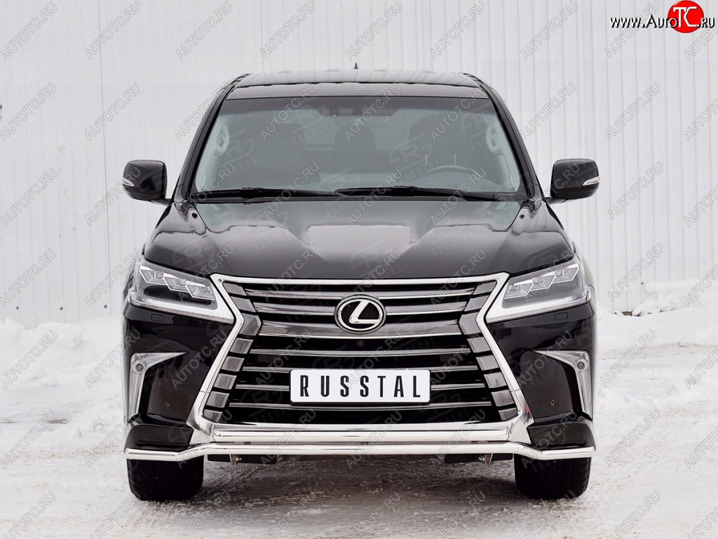 20 199 р. Защита переднего бампера (2 трубы Ø42 мм, нержавейка) Petroil Tuning  Lexus LX450d  J200 (2015-2022) 2-ой рестайлинг  с доставкой в г. Горно‑Алтайск