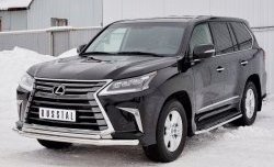 20 999 р. Защита переднего бампера (2 трубыØ63 и 42 мм, нержавейка) SLITKOFF  Lexus LX450d  J200 (2015-2022) 2-ой рестайлинг  с доставкой в г. Горно‑Алтайск. Увеличить фотографию 2