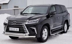 24 999 р. Защита переднего бампера (2 трубыØ63 мм, нержавейка) SLITKOFF Lexus LX450d J200 2-ой рестайлинг (2015-2022)  с доставкой в г. Горно‑Алтайск. Увеличить фотографию 2