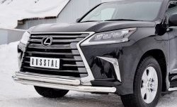 24 999 р. Защита переднего бампера (2 трубыØ63 мм, нержавейка) SLITKOFF Lexus LX450d J200 2-ой рестайлинг (2015-2022)  с доставкой в г. Горно‑Алтайск. Увеличить фотографию 4