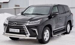 20 849 р. Защита переднего бампера (2 трубыØ63 и 75х42 мм, нержавейка) Russtal Lexus LX450d J200 2-ой рестайлинг (2015-2022)  с доставкой в г. Горно‑Алтайск. Увеличить фотографию 2