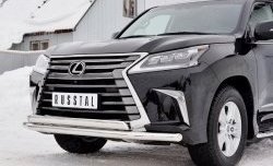 20 849 р. Защита переднего бампера (2 трубыØ63 и 75х42 мм, нержавейка) Russtal Lexus LX450d J200 2-ой рестайлинг (2015-2022)  с доставкой в г. Горно‑Алтайск. Увеличить фотографию 4