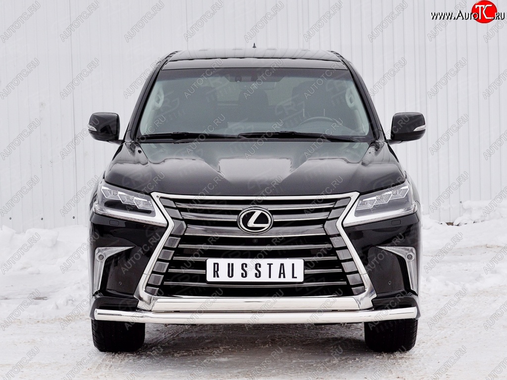 20 849 р. Защита переднего бампера (2 трубыØ63 и 75х42 мм, нержавейка) Russtal Lexus LX450d J200 2-ой рестайлинг (2015-2022)  с доставкой в г. Горно‑Алтайск