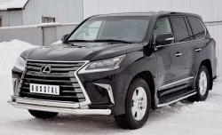 26 849 р. Защита переднего бампера (2 трубыØ76 и 63 мм, нержавейка) SLITKOFF Lexus LX450d J200 2-ой рестайлинг (2015-2022)  с доставкой в г. Горно‑Алтайск. Увеличить фотографию 2