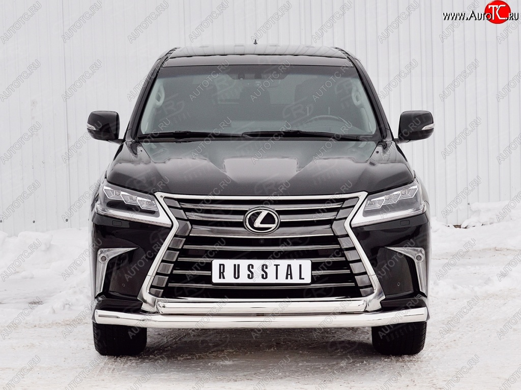 26 849 р. Защита переднего бампера (2 трубыØ76 и 63 мм, нержавейка) SLITKOFF Lexus LX450d J200 2-ой рестайлинг (2015-2022)  с доставкой в г. Горно‑Алтайск