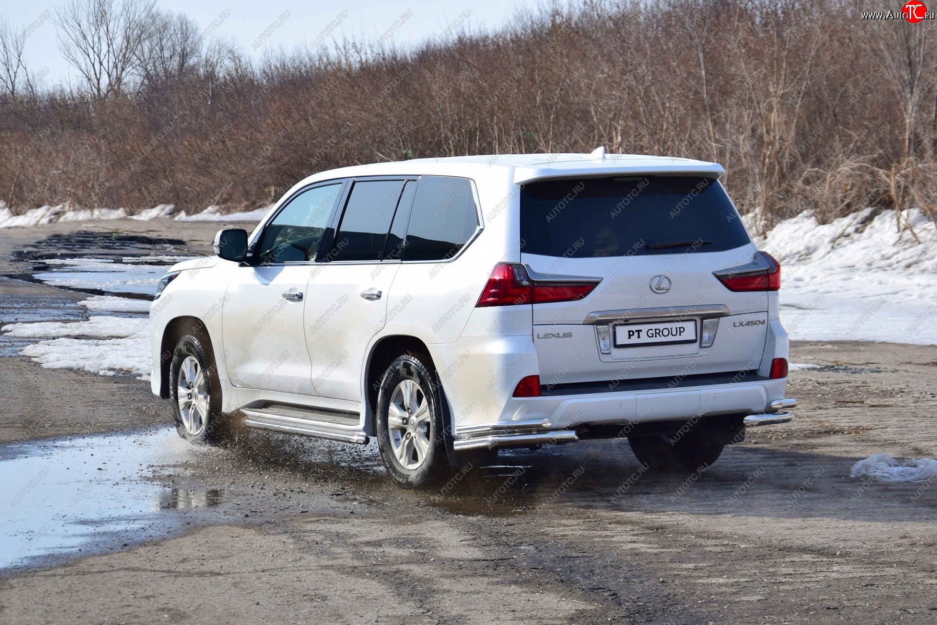 24 999 р. Защита заднего бампера Petroil Tuning (уголки двойные, d63/51) Lexus LX450d J200 2-ой рестайлинг (2015-2022) (Нержавеющая полированная сталь)  с доставкой в г. Горно‑Алтайск