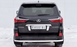 Защита заднего бампера (Ø63 мм, нержавейка, NOT F-SPORT/HERITAGE) SLITKOFF Lexus LX570 J200 2-ой рестайлинг (2015-2022)