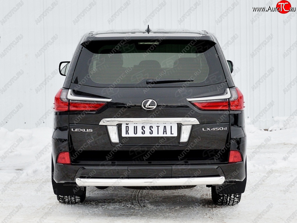 20 599 р. Защита заднего бампера (Ø76 мм, нержавейка, NOT F-SPORT/HERITAGE) SLITKOFF Lexus LX570 J200 2-ой рестайлинг (2015-2022)  с доставкой в г. Горно‑Алтайск