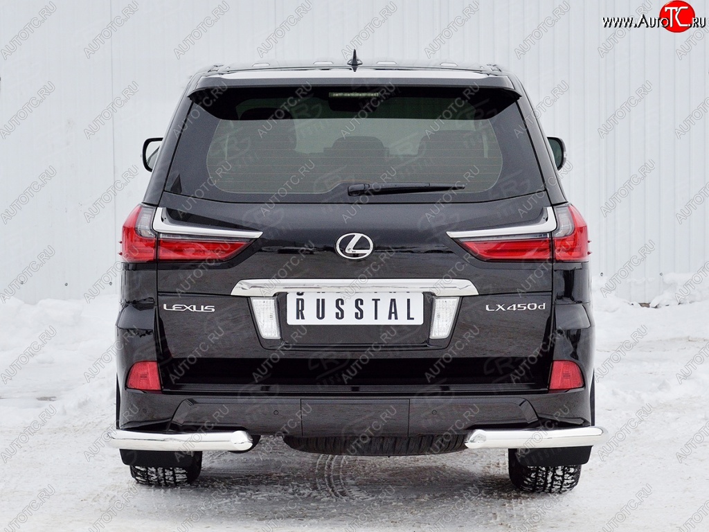 16 949 р. Защита заднего бампера (Ø76 мм уголки, нержавейка) SLITKOFF  Lexus LX450d  J200 (2015-2022) 2-ой рестайлинг  с доставкой в г. Горно‑Алтайск