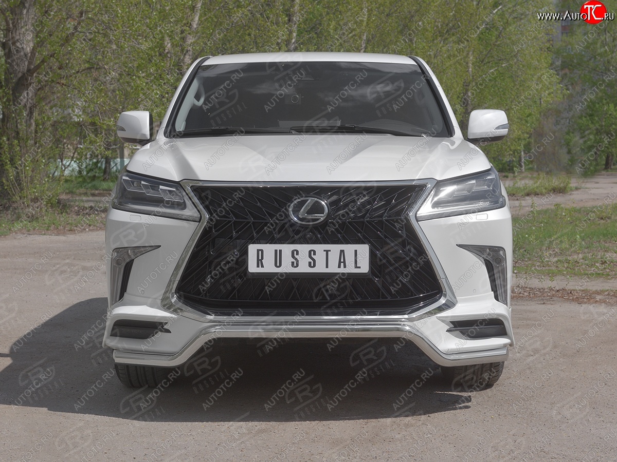 14 999 р. Защита переднего бампера (TRD Superior, волна, Ø 63 мм, нержавейка)  Lexus LX450d  J200 - LX570  J200  с доставкой в г. Горно‑Алтайск