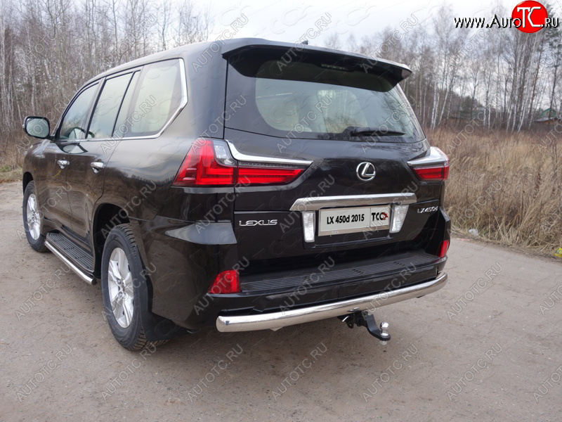 26 999 р. Защита заднего бампера (овальная) ТСС (нержавейка d75х42 мм) Lexus LX570 J200 2-ой рестайлинг (2015-2022)  с доставкой в г. Горно‑Алтайск