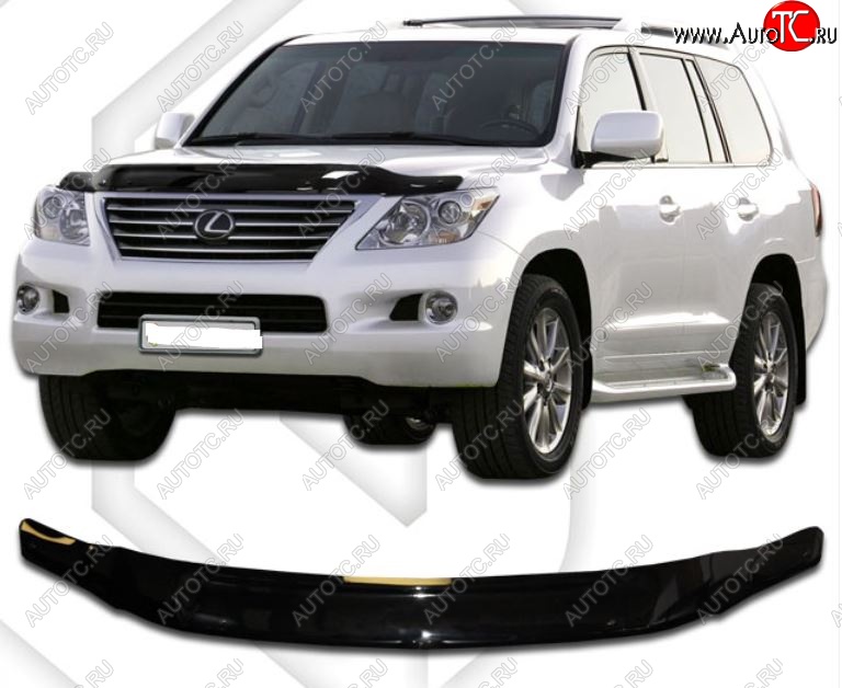 2 199 р. Дефлектор капота CA-Plastic  Lexus LX570  J200 (2007-2012) дорестайлинг (серия Classic черный, Без надписи)  с доставкой в г. Горно‑Алтайск