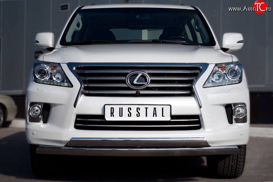 17 999 р. Защита переднего бампера (2 трубыØ75х42 мм, нержавейка) Russtal Lexus LX570 J200 дорестайлинг (2007-2012)  с доставкой в г. Горно‑Алтайск