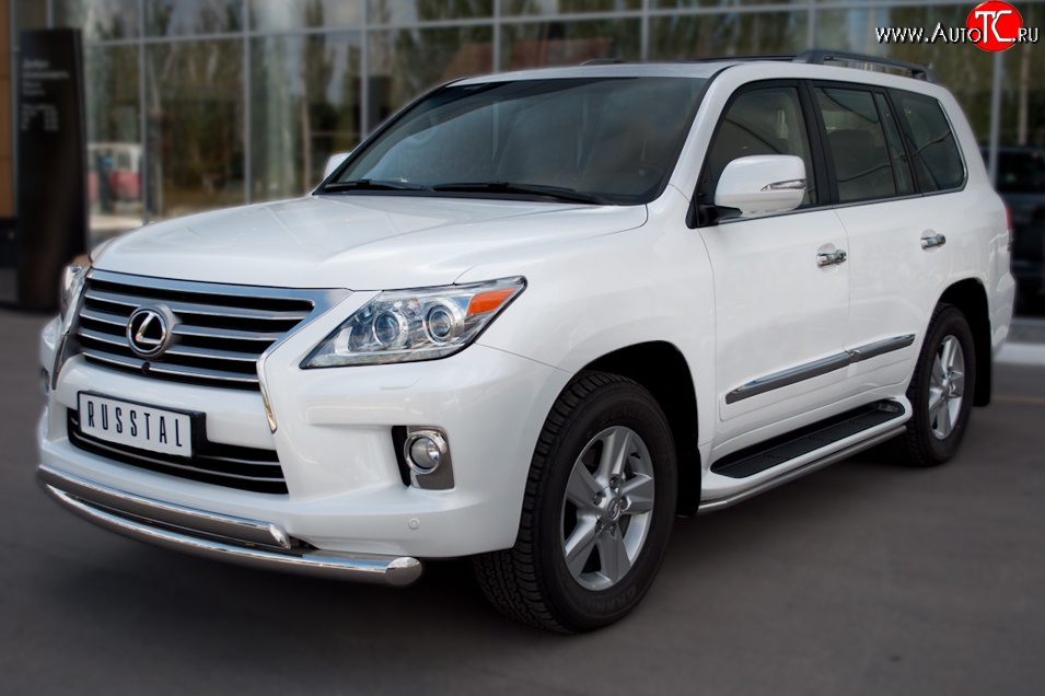 16 799 р. Защита порогов SLITKOFF из круглой трубы диаметром 42 мм (2012-н.в.) Lexus LX570 J200 дорестайлинг (2007-2012)  с доставкой в г. Горно‑Алтайск