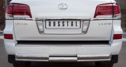 Защита заднего бампера (Ø76 и 42 мм, нержавейка) SLITKOFF Lexus (Лексус) LX570 (ЛХ)  J200 (2007-2012) J200 дорестайлинг